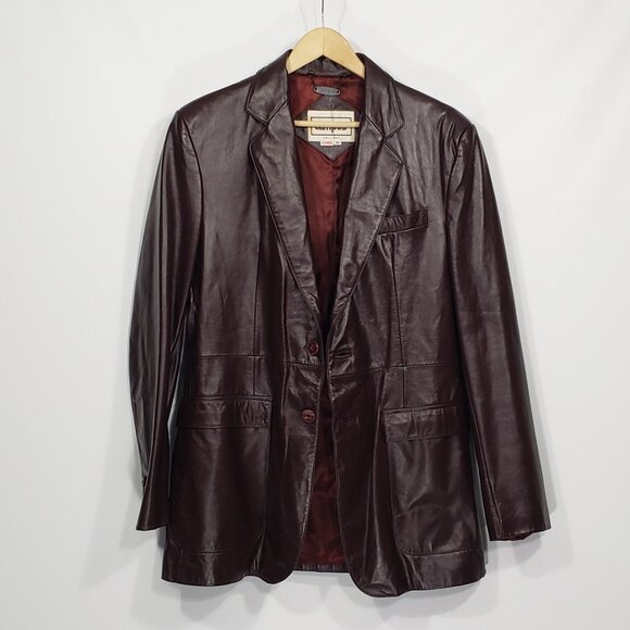 Vintage Campus 1970'sOxblood Leather JacketSport Coat BlazerMen's 46 Long
